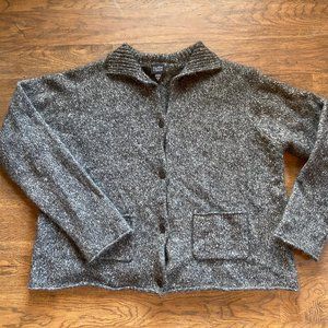 Eileen Fisher Wool Alpaca Collar Cardigan Sweater